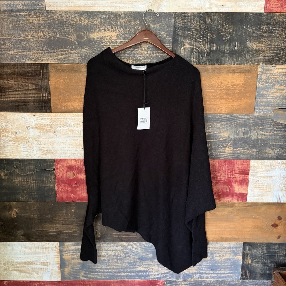 Jaki London Asymmetric Draped Seamless Knit Sweater Black Size L XL NWT Italy